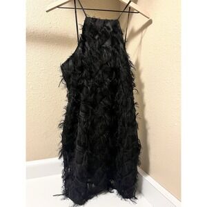 NWT NA-KD Feather Dress EU 42 US 12 Black Mini Dress Cocktail Evening Party Mini